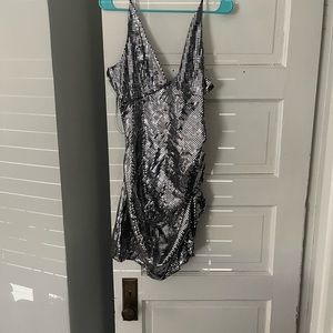 Zara sequin dress. Mini ruched side.